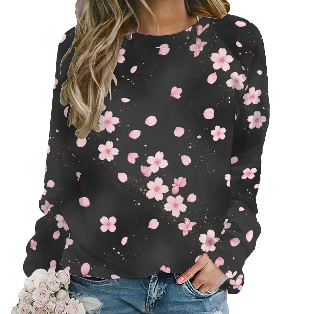 Raglan Crewneck Sweatshirts Women 06sakuradustaop
