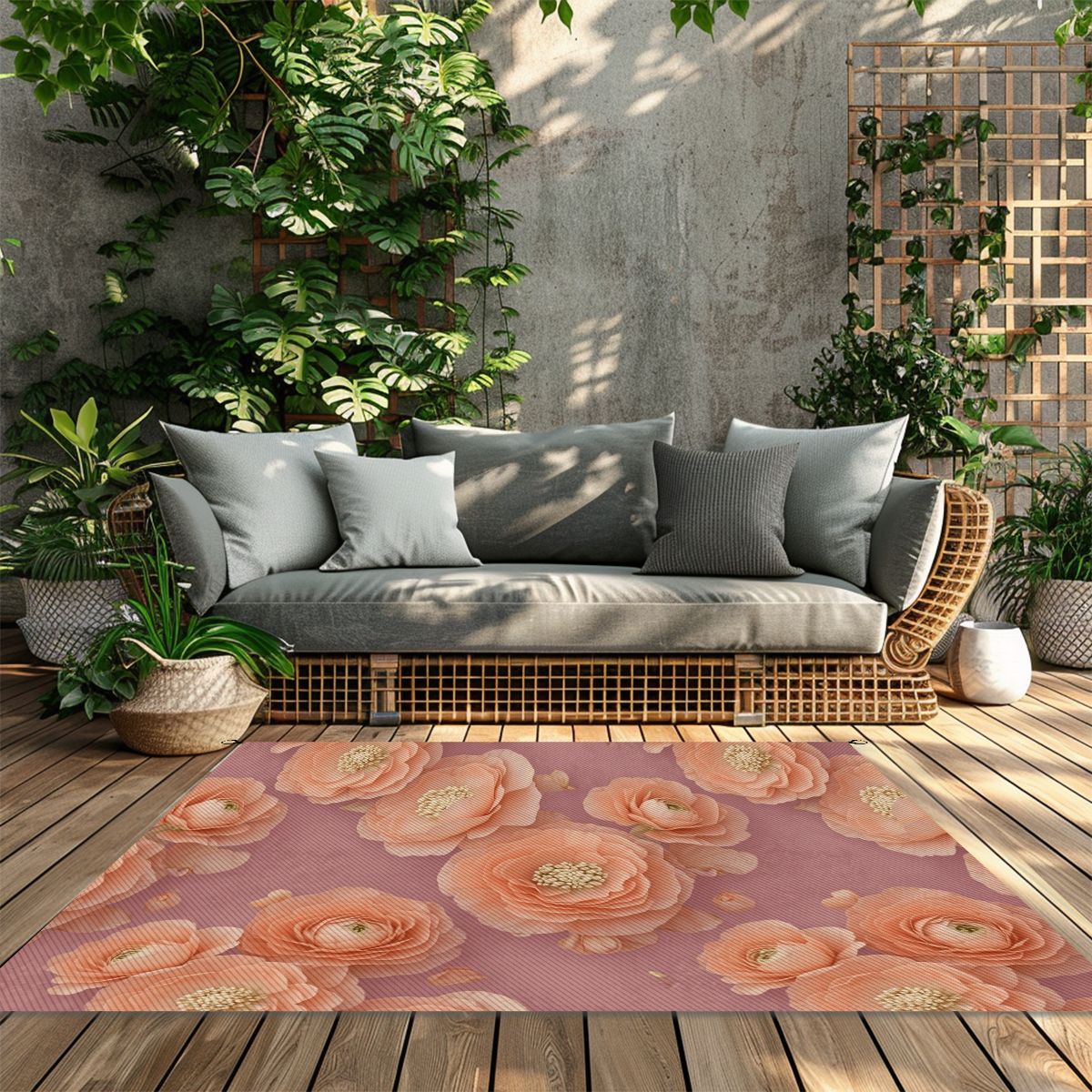 Outdoor Plastic Straw Rug 19jaskrybrzoskwiniaaop