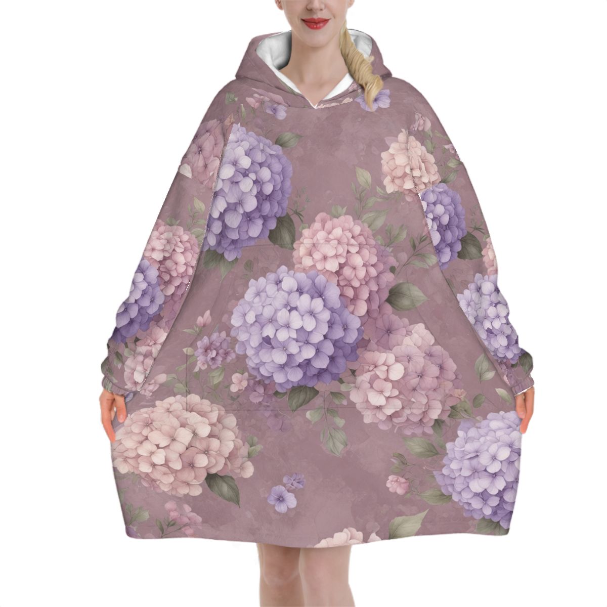 Adult Blanket Hoodie 08hortensjelawendaaop