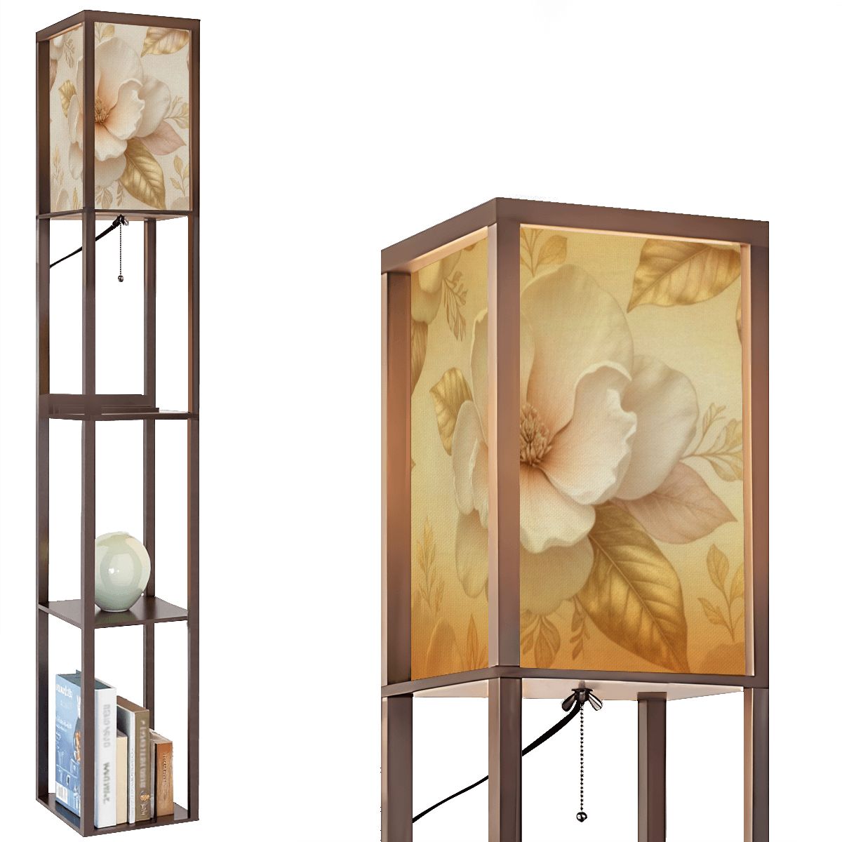 Floor Lamp with Shelves (Made in USA) 04magnoliechampagneaop