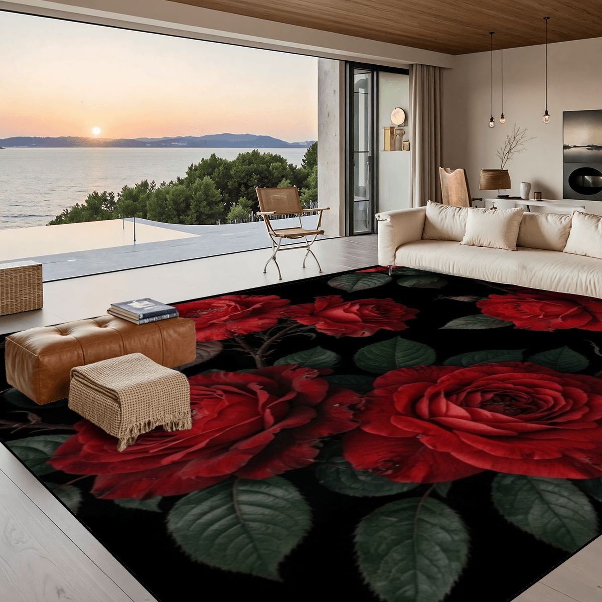 Large Area Rug Floor Carpet (5:4) 12rozeczerwoneaop