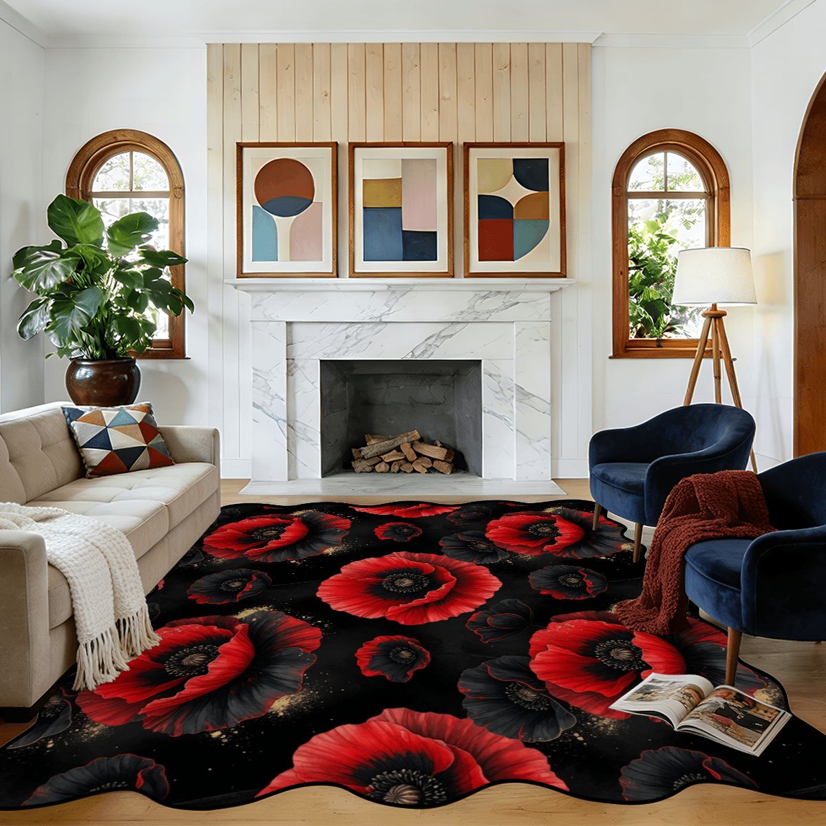 Scalloped Area Rug 120"x96" 17makinoiraop