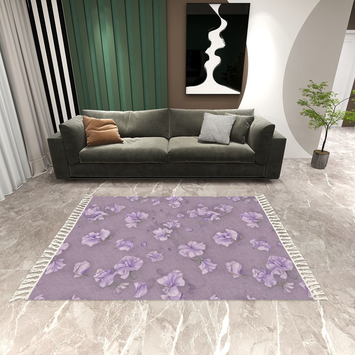 Area Rug with Tassels (8:5) 23groszeklawendaaop
