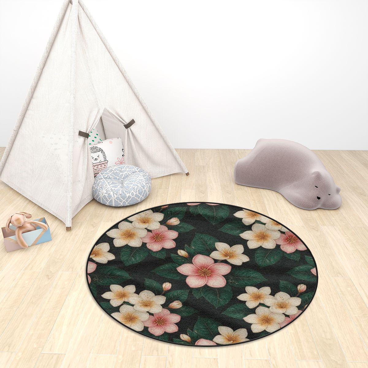 Multiple Sizes Plush Round Area Rug 35plumeriav2aop