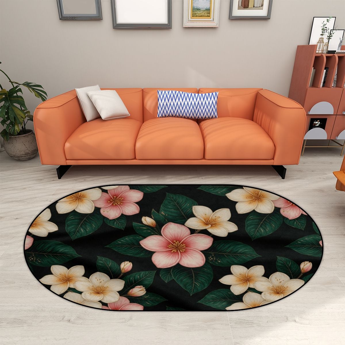 Multiple Sizes Oval Area Rug 35plumeriav2aop