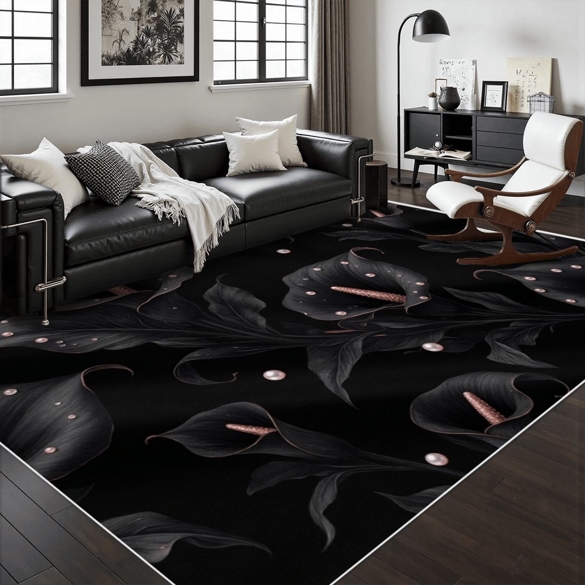 Kalie Noir — Rug with border