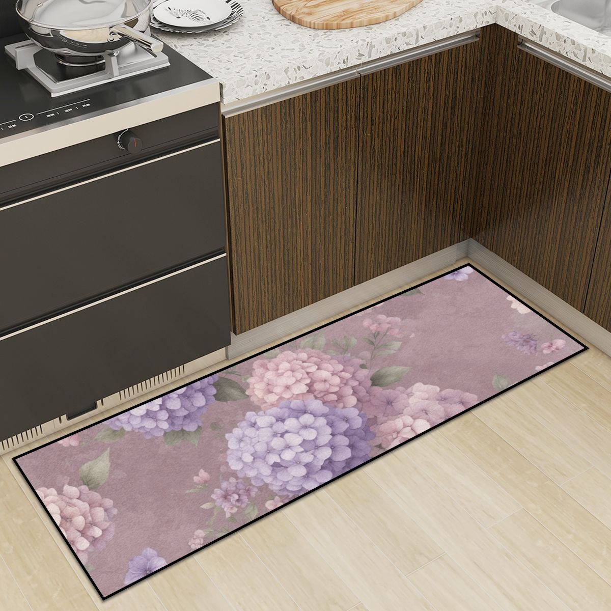 Kitchen Area Rug for Floor NonSlip Washable 08hortensjelawendaaop
