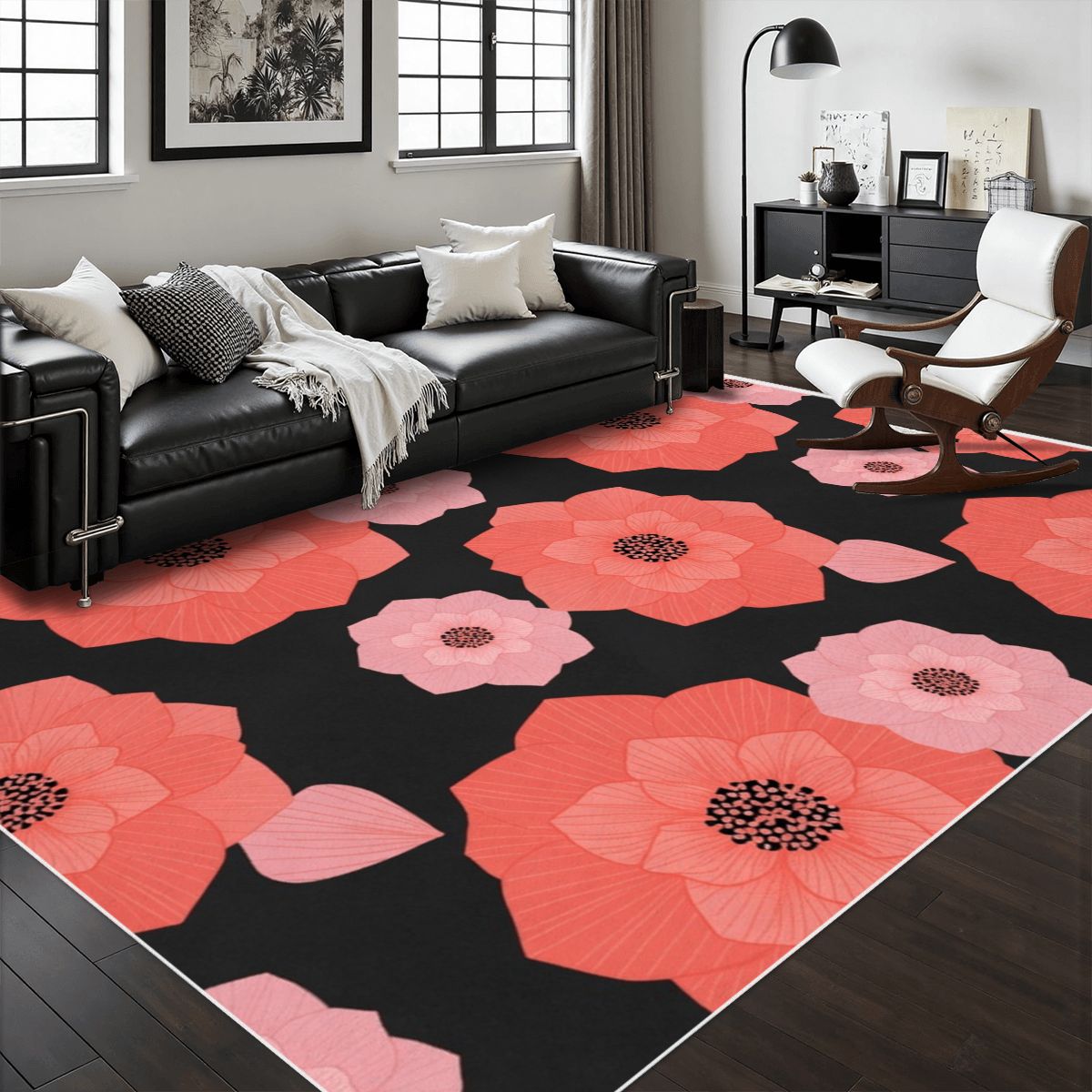 Area Rug with White Border 48"x72" 16cameliakoralaop