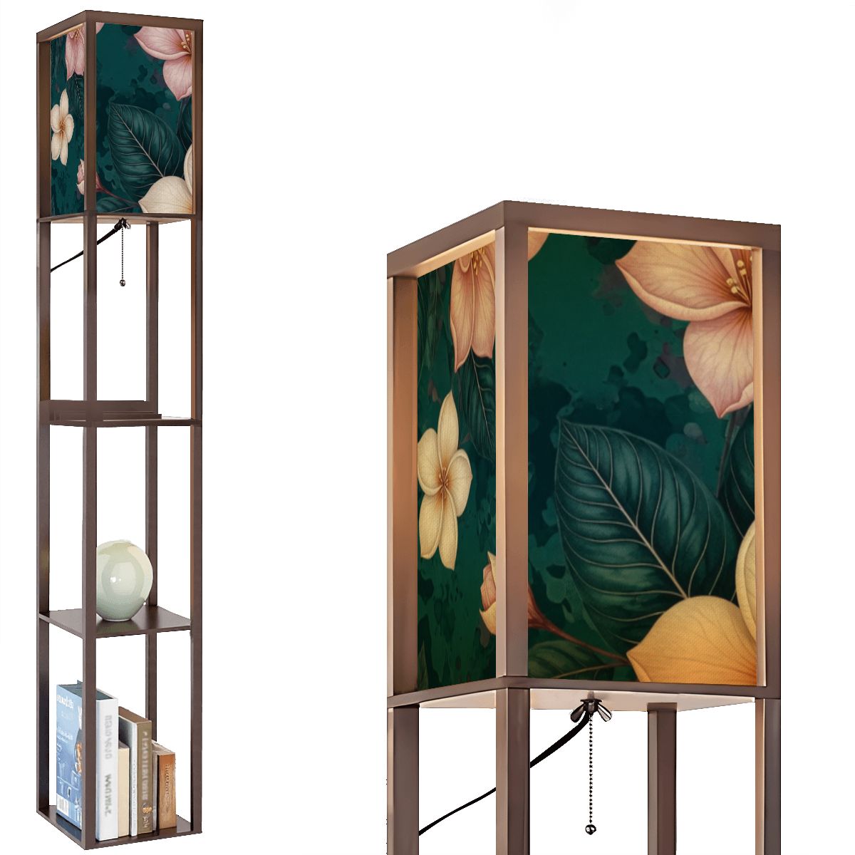 Floor Lamp with Shelves (Made in USA) 10plumeriatropikaop