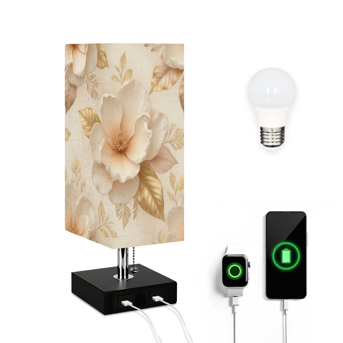 Magnolie Champagne — Lampa stołowa kwadratowa