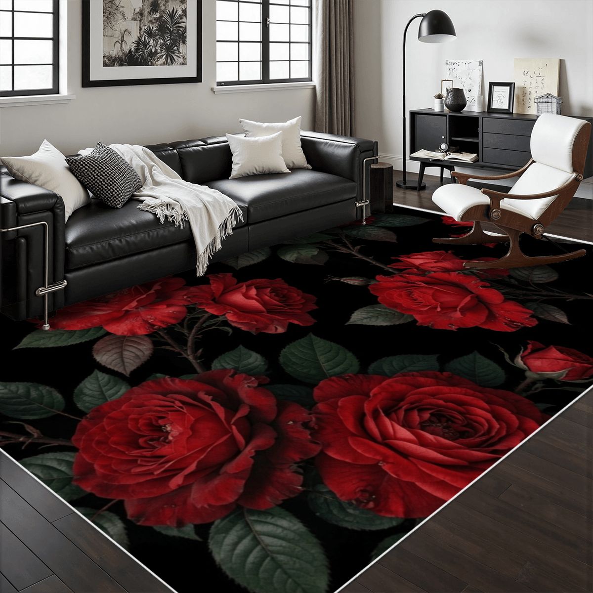 Area Rug with White Border 12rozeczerwoneaop