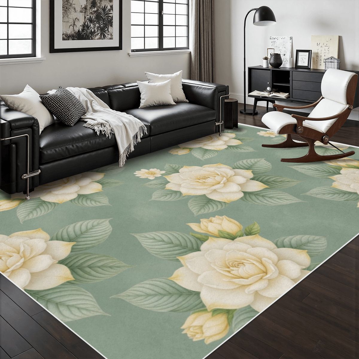 Area Rug with White Border 48"x72" 43gardeniev2aop