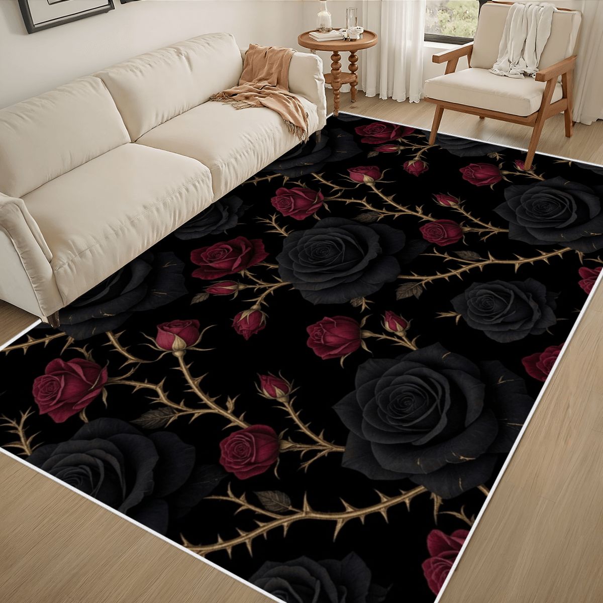 Noir Rose — Teppich mit Bordüre