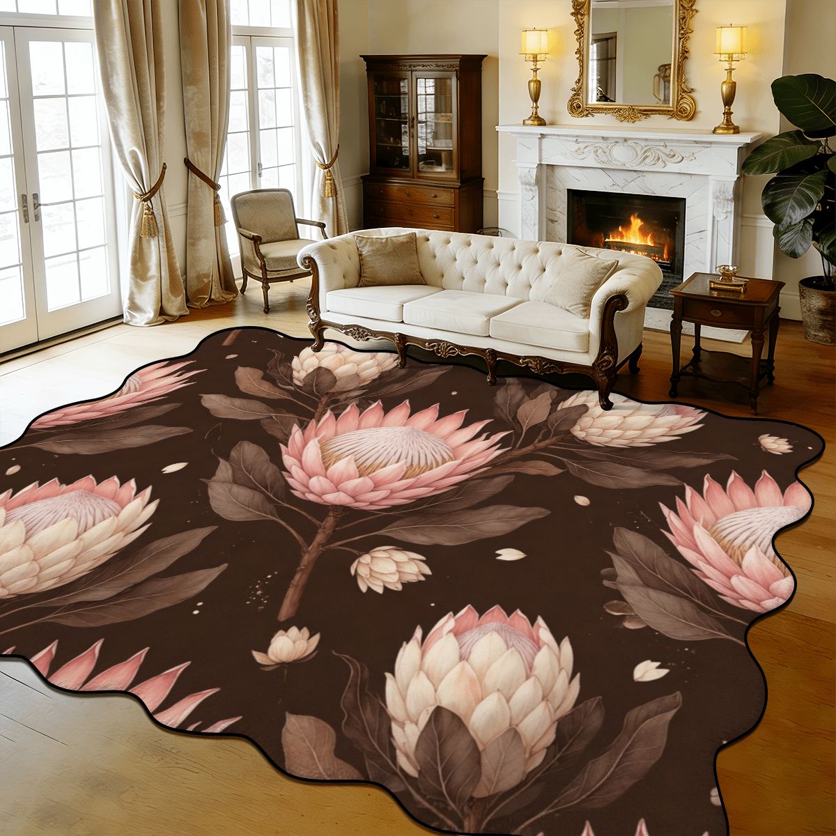 Scalloped Area Rug 168"x118" 20proteaespressoaop