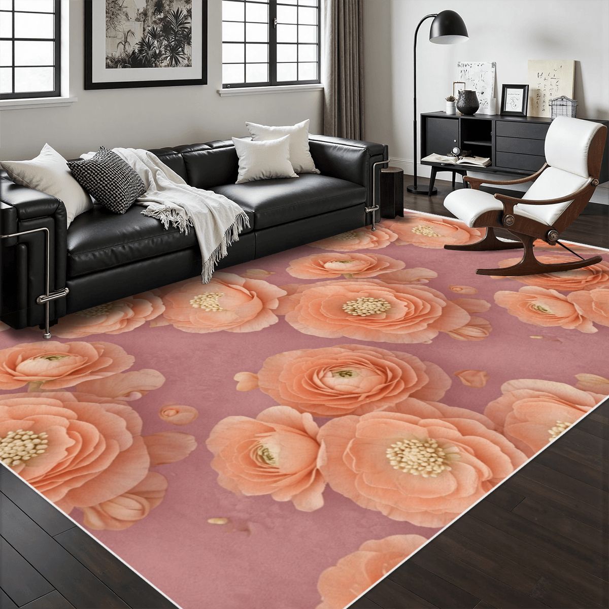 Area Rug with White Border 48"x72" 19jaskrybrzoskwiniaaop