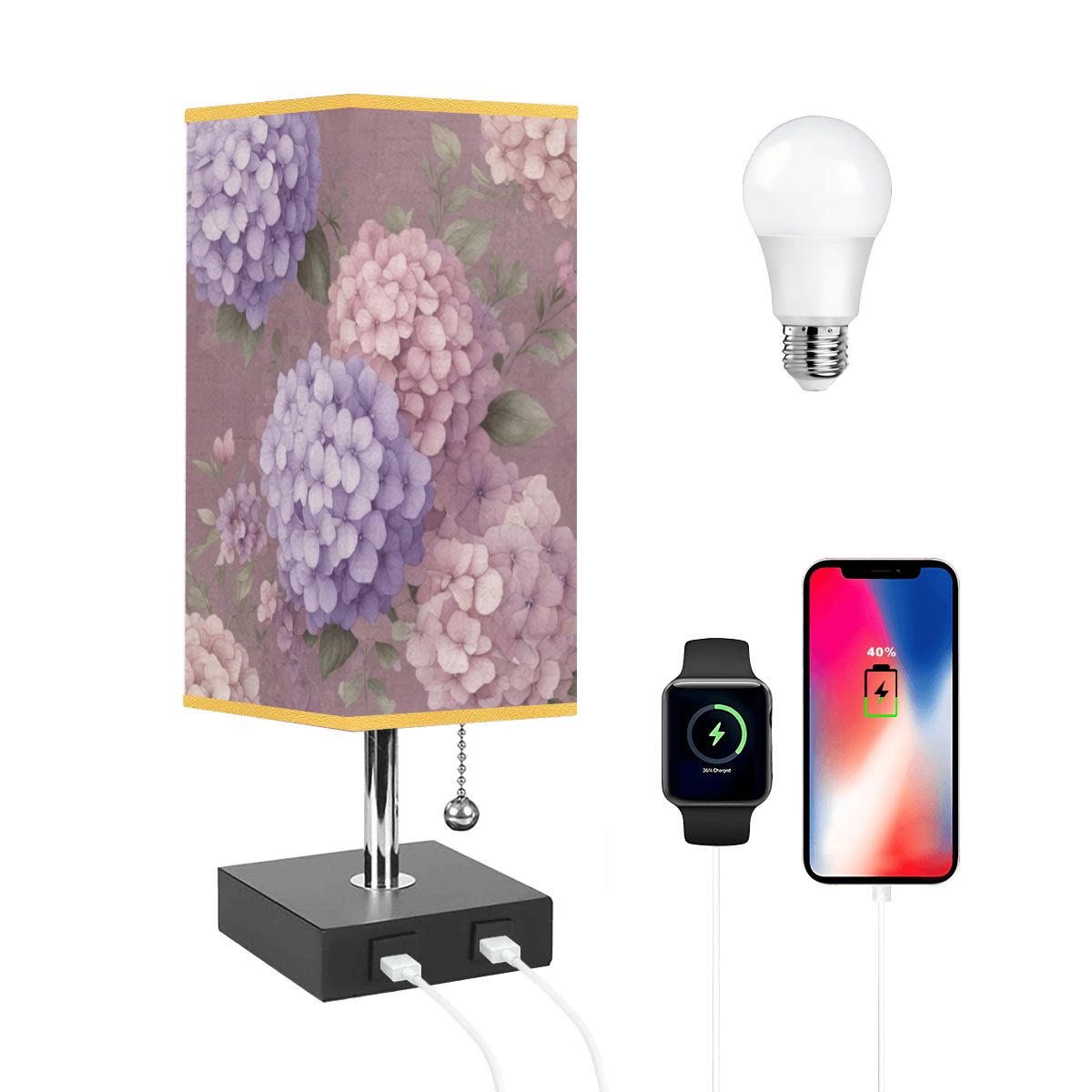 Hortensje Lawenda Ao — Lampa stołowa kwadratowa