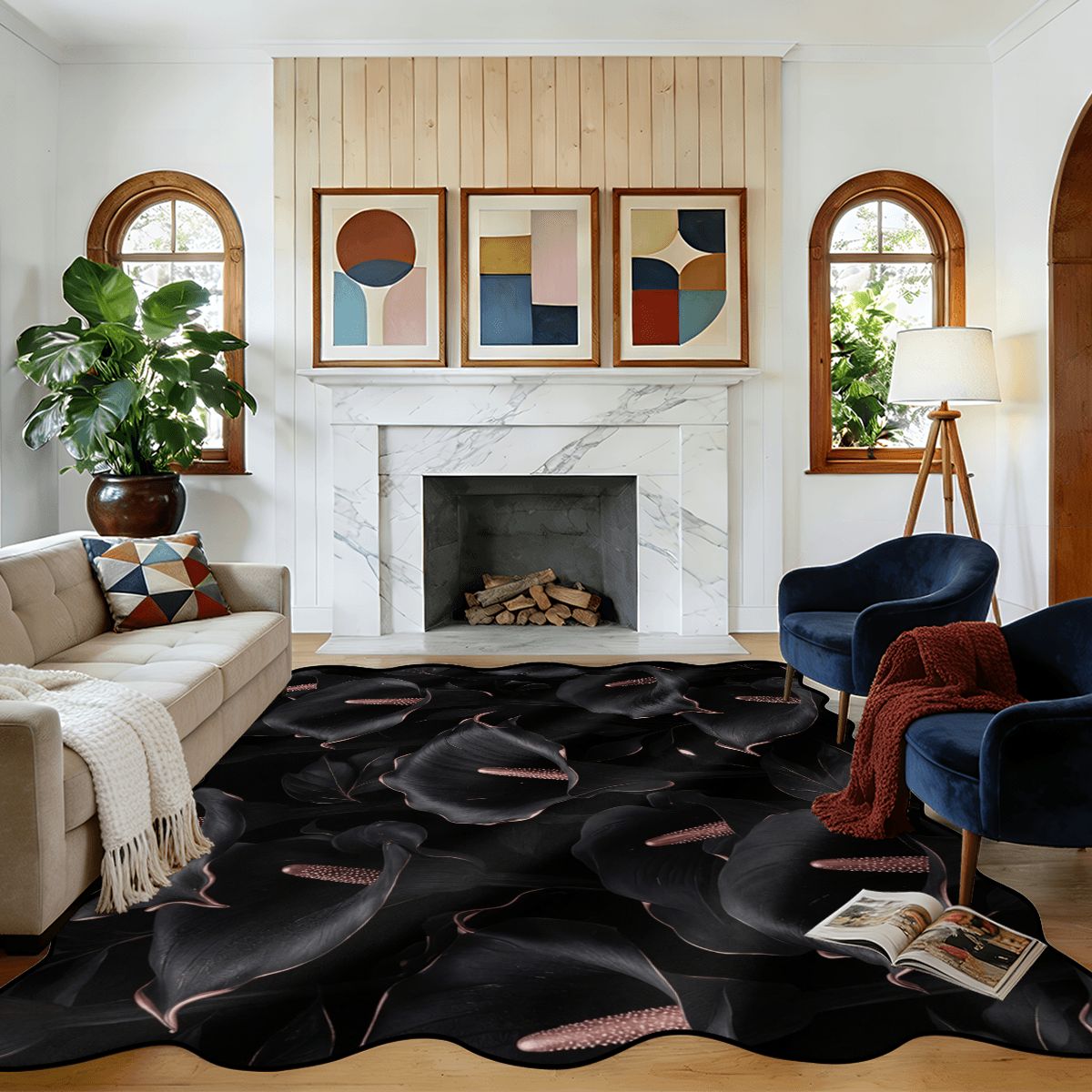 Scalloped Area Rug 120"x96" 30kalienoirv2aop