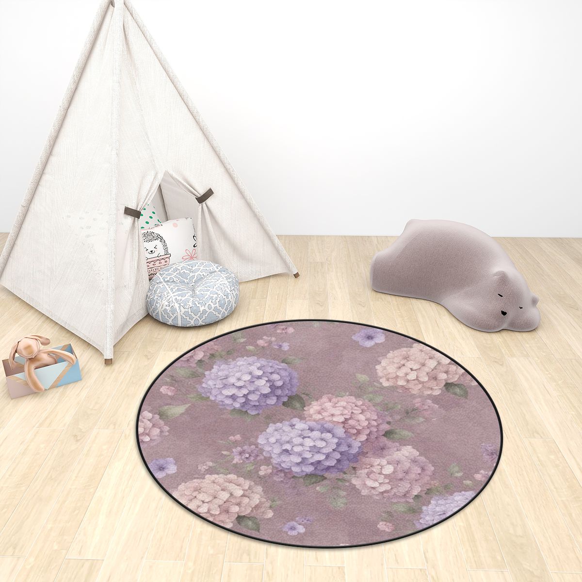 Hortensje Lawenda Ao — Dywan okrągły