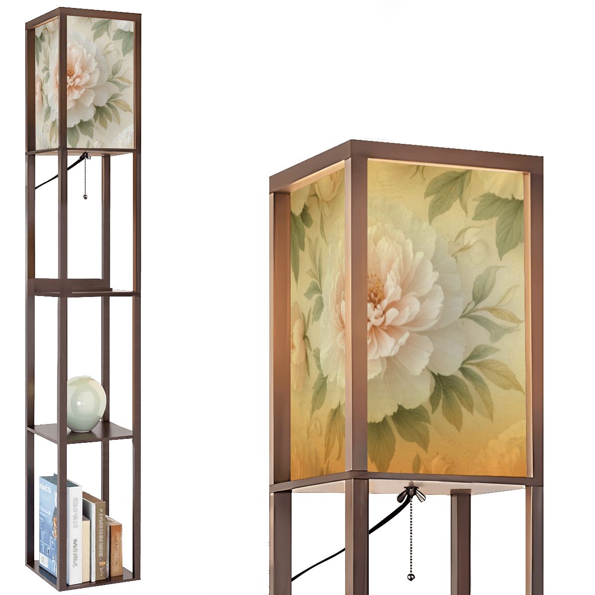 Floor Lamp with Shelves (Made in USA) 11peoniebialaaop