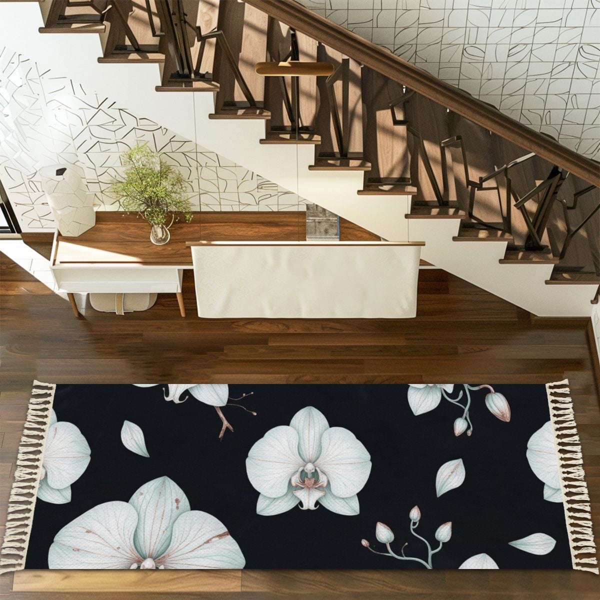 Multiple Sizes Runner Rug with Tassels 03orchideenocaop