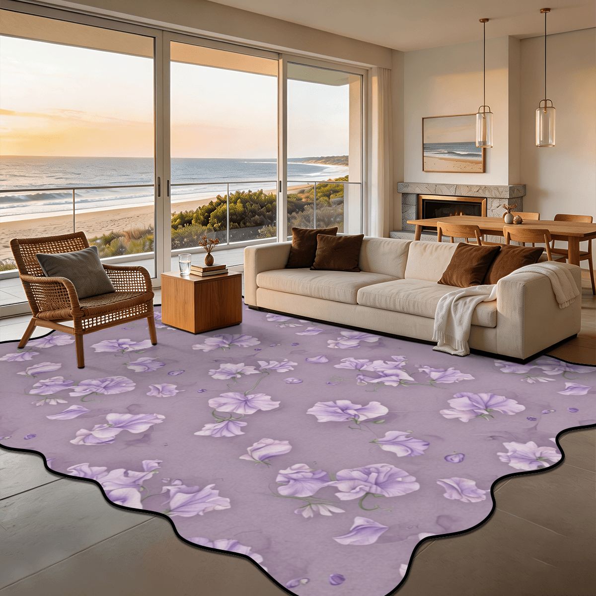 Scalloped Area Rug 144"x108" 23groszeklawendaaop