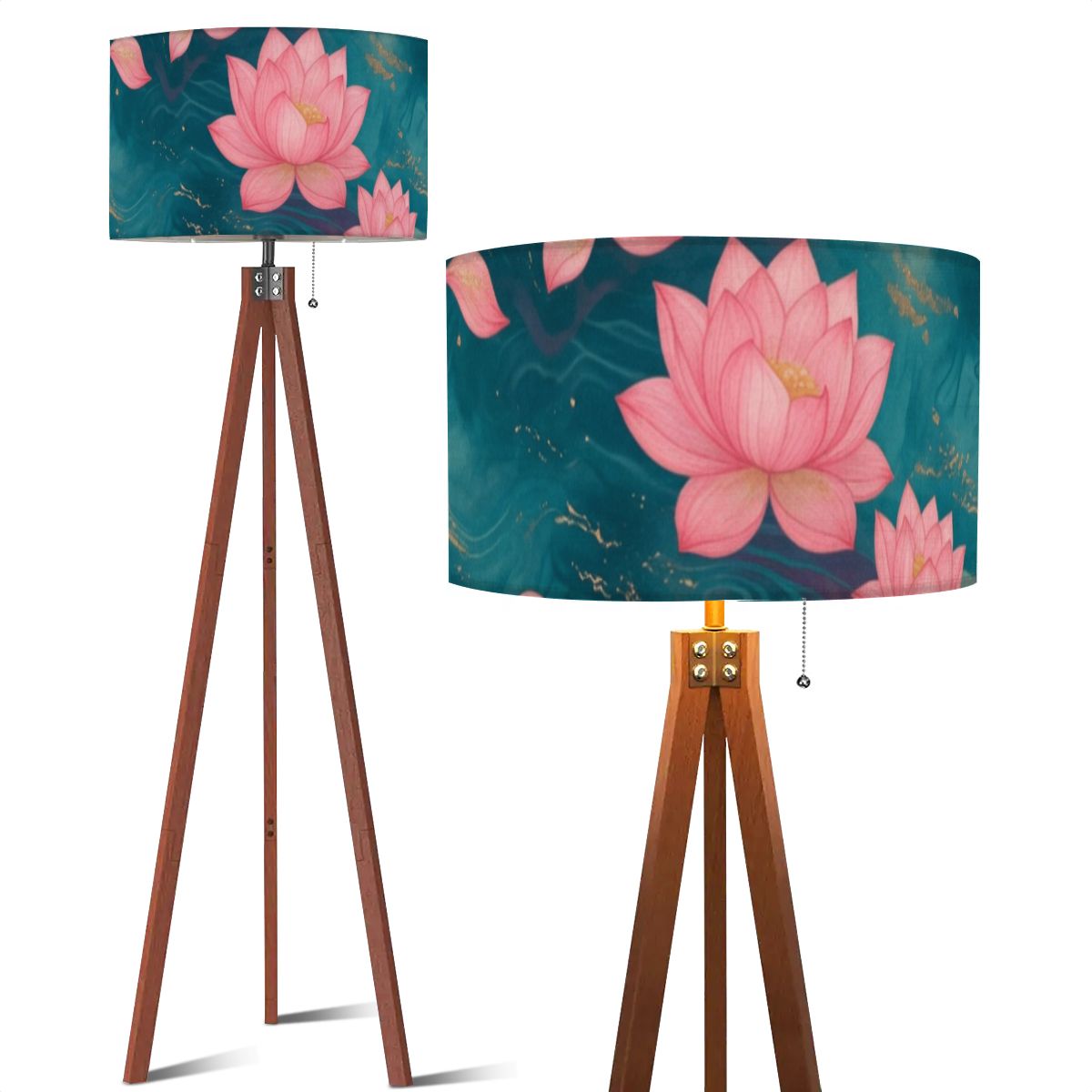 Lotosy Teal — Lampa podłogowa na trójnogu