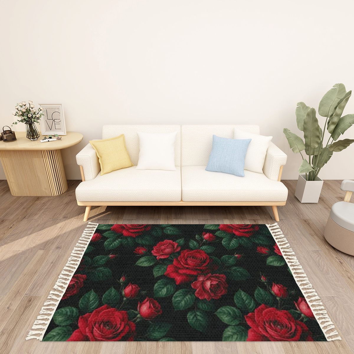 Roze Czerwone — Rug with tassels
