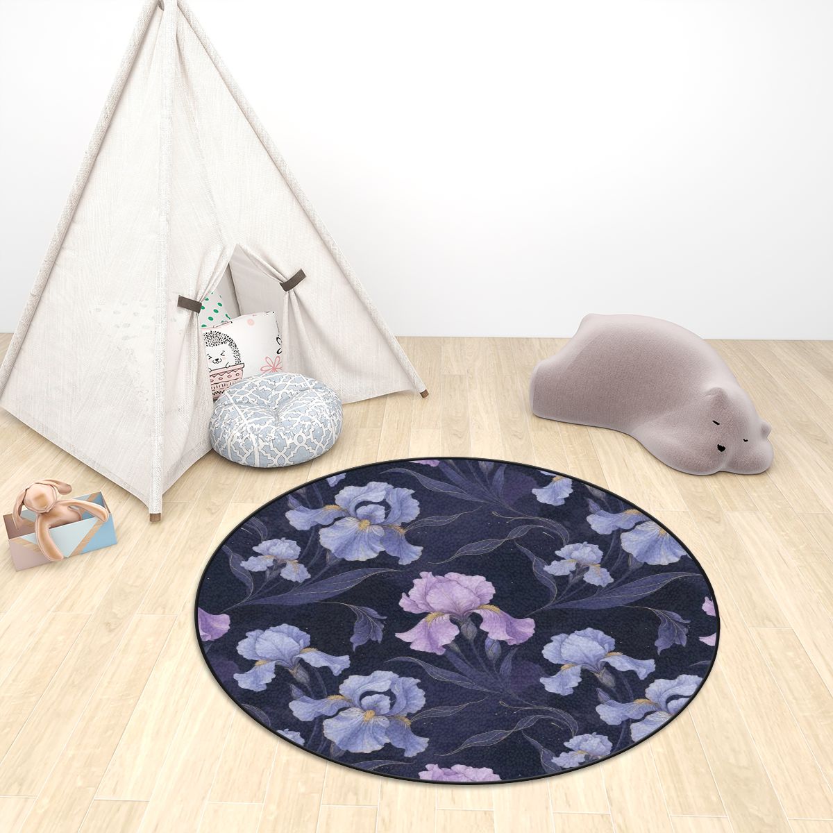 Multiple Sizes Plush Round Area Rug 13irysyindigoaop