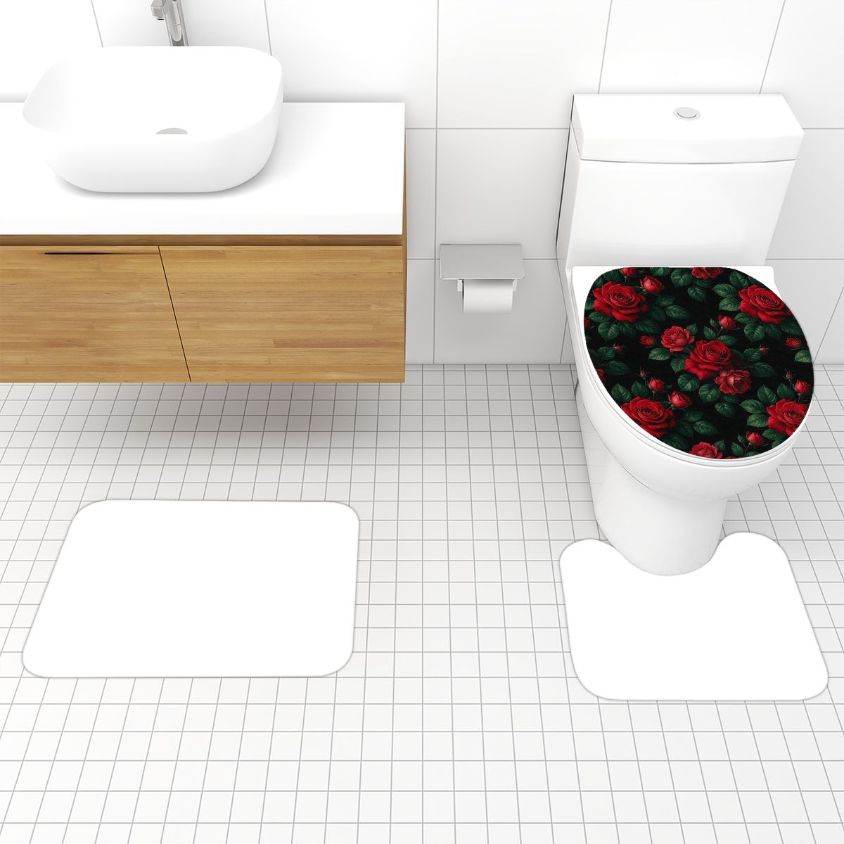 Bathroom Rugs Set 3 pcs 37rozeczerwonev2aop