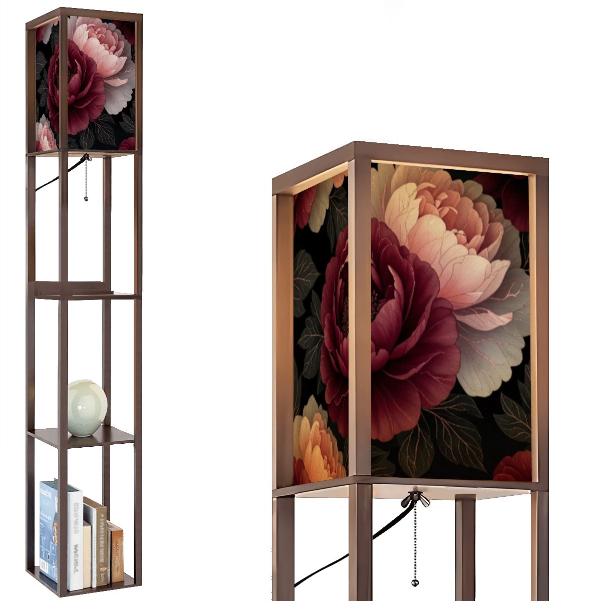 Peonie Garden — Lampa podłogowa z półkami