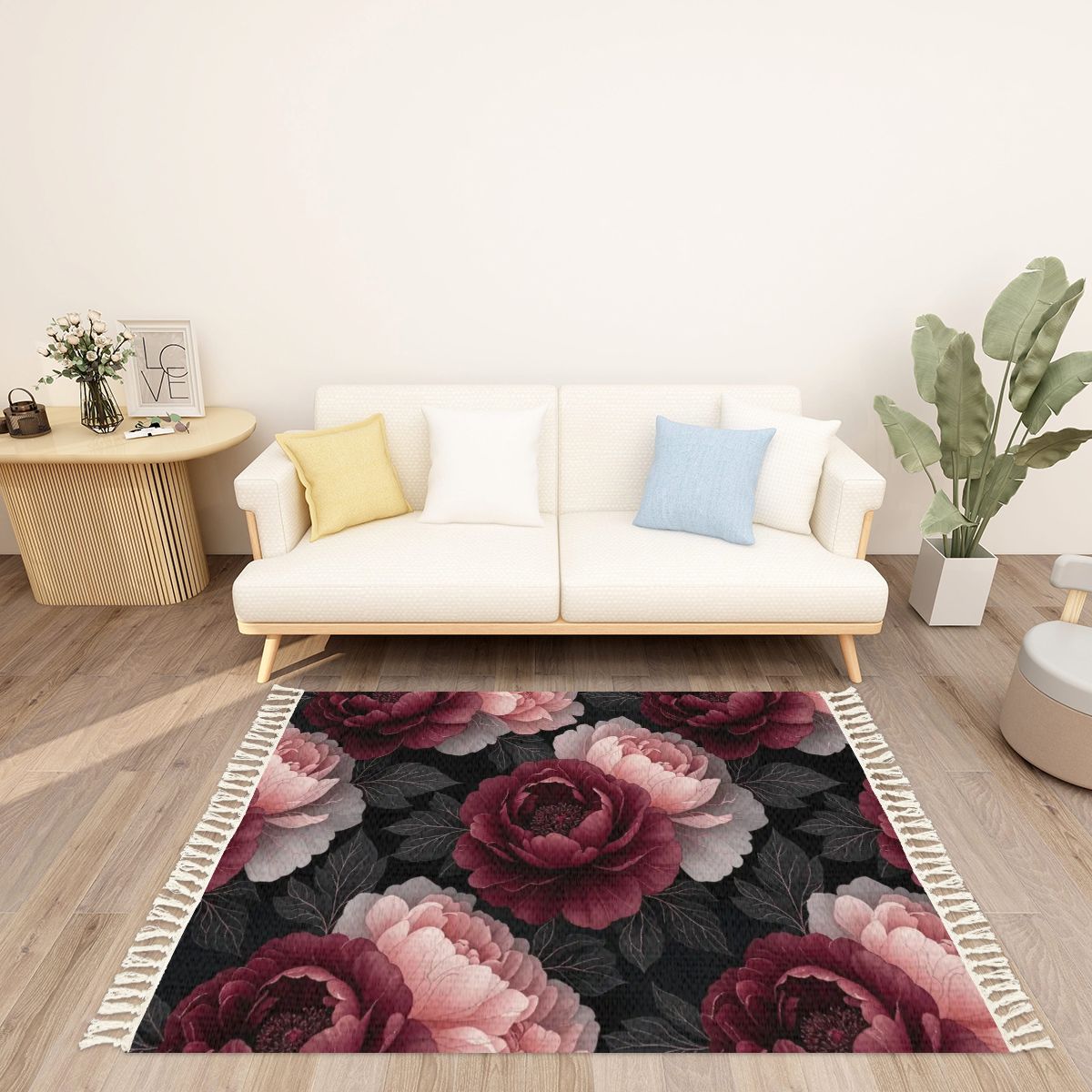 Area Rug with Tassels (3:2) 26peoniegardenv2aop