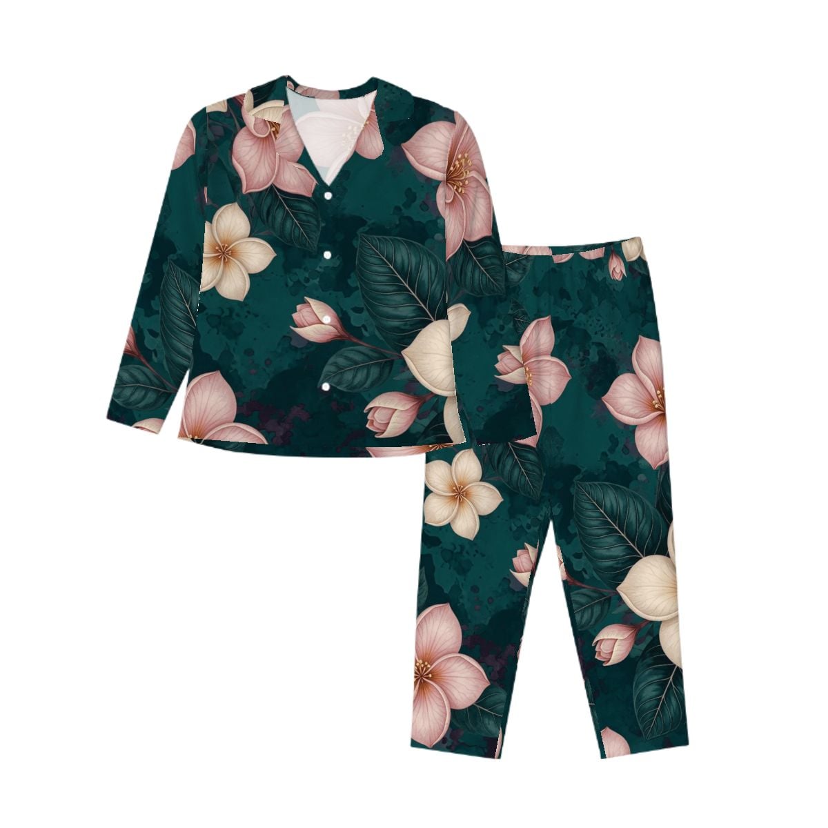 Long Sleeved Pajamas for Women Set Customized Services 10plumeriatropikaop
