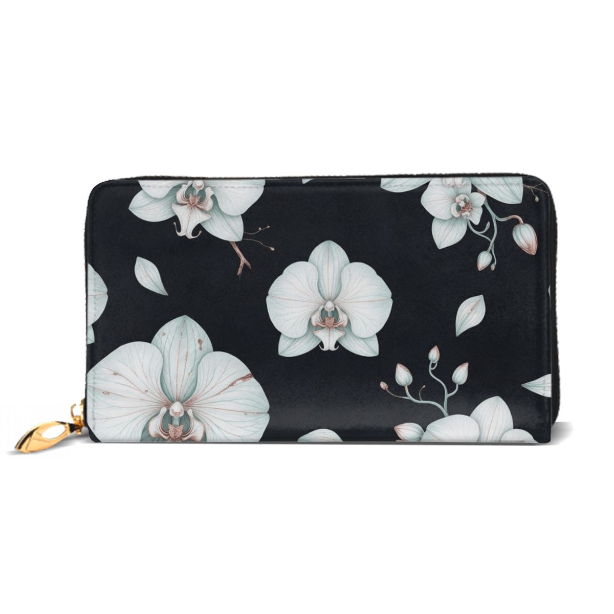 Horizontal Leather Long Clutch Wallet 03orchideenocaop