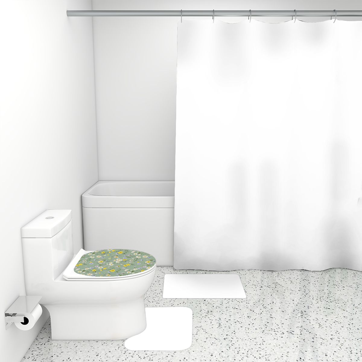 Bathroom Rugs Set with Shower Curtain 4 pcs 49lackav2aop