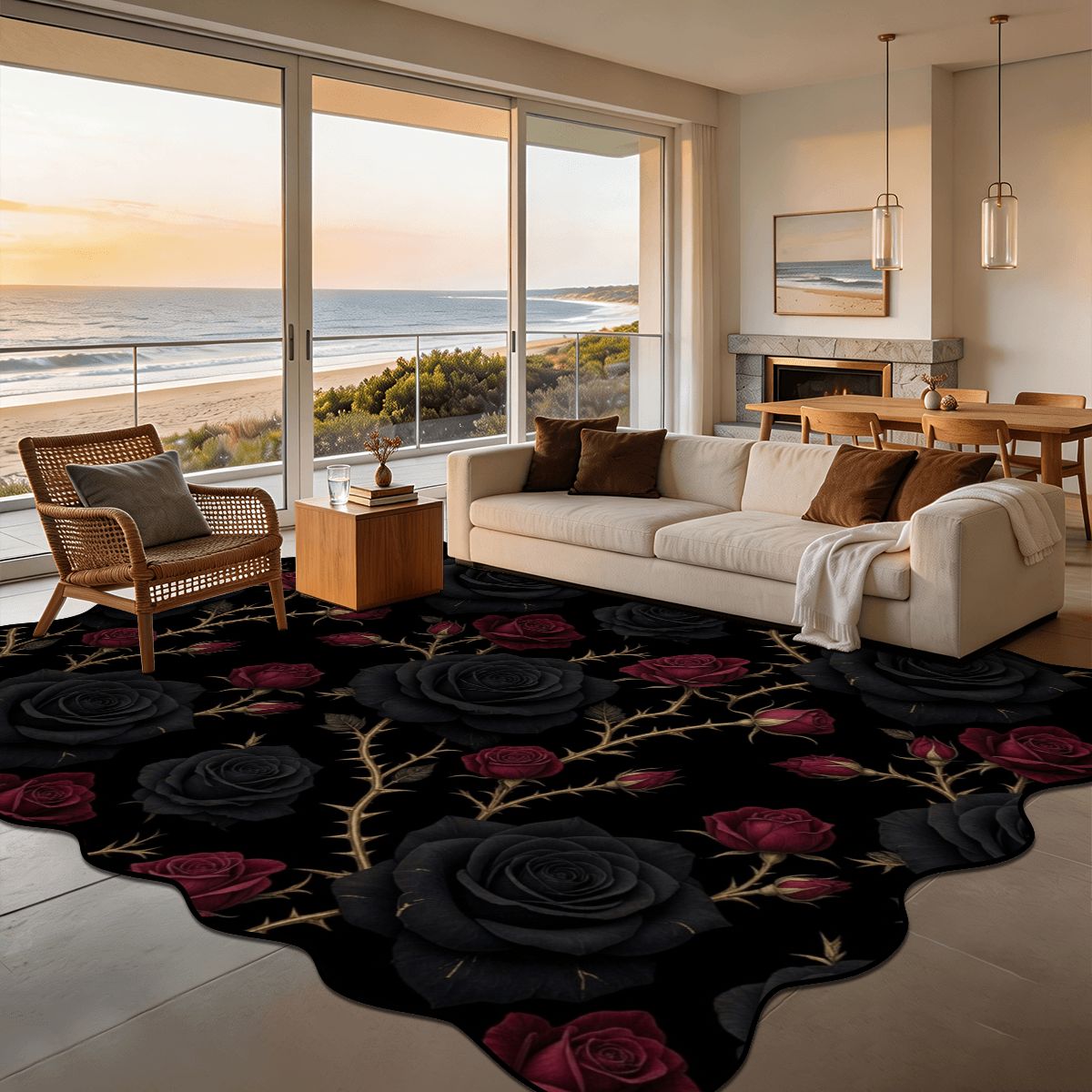 Noir Rose — Scalloped rug