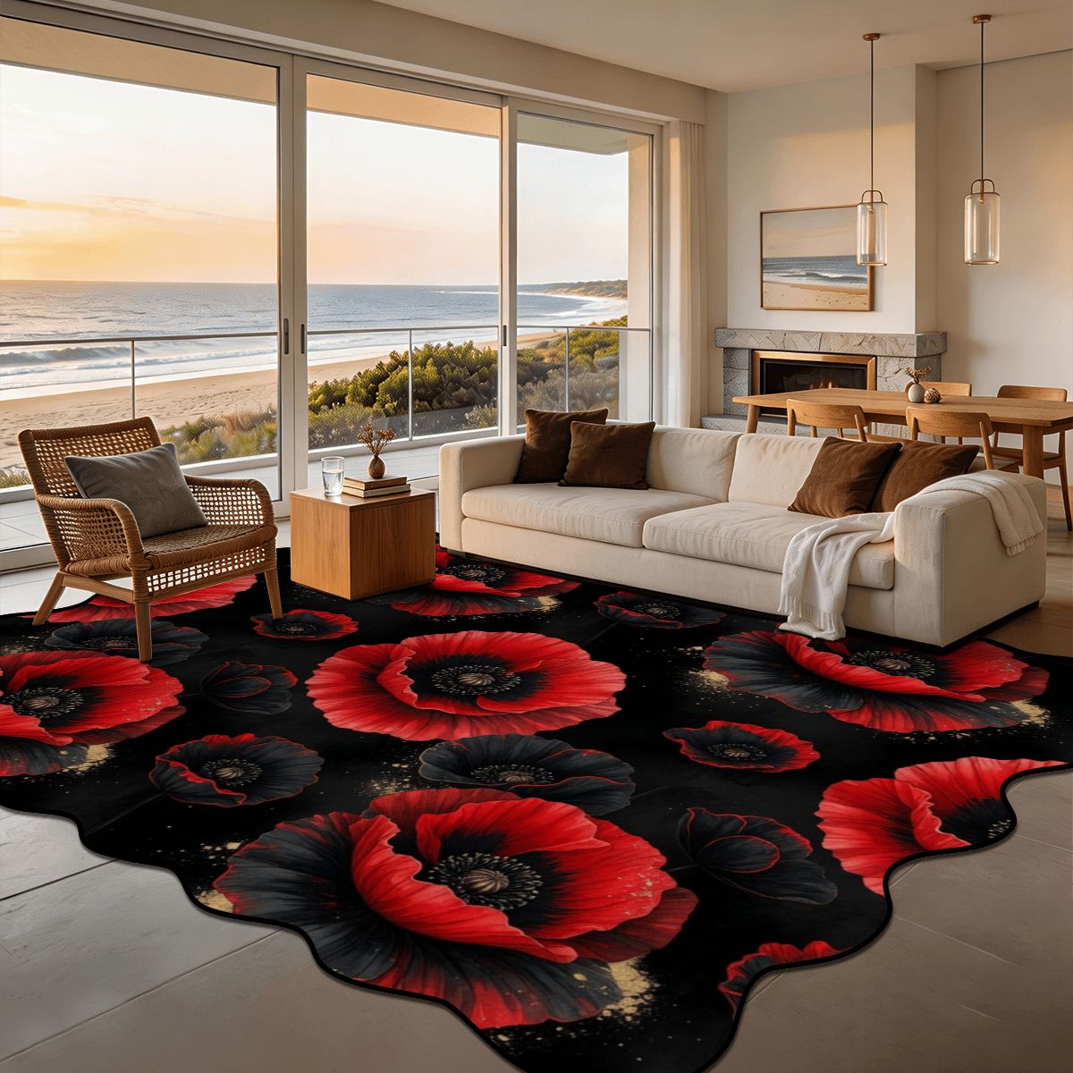 Scalloped Area Rug 144"x108" 17makinoiraop