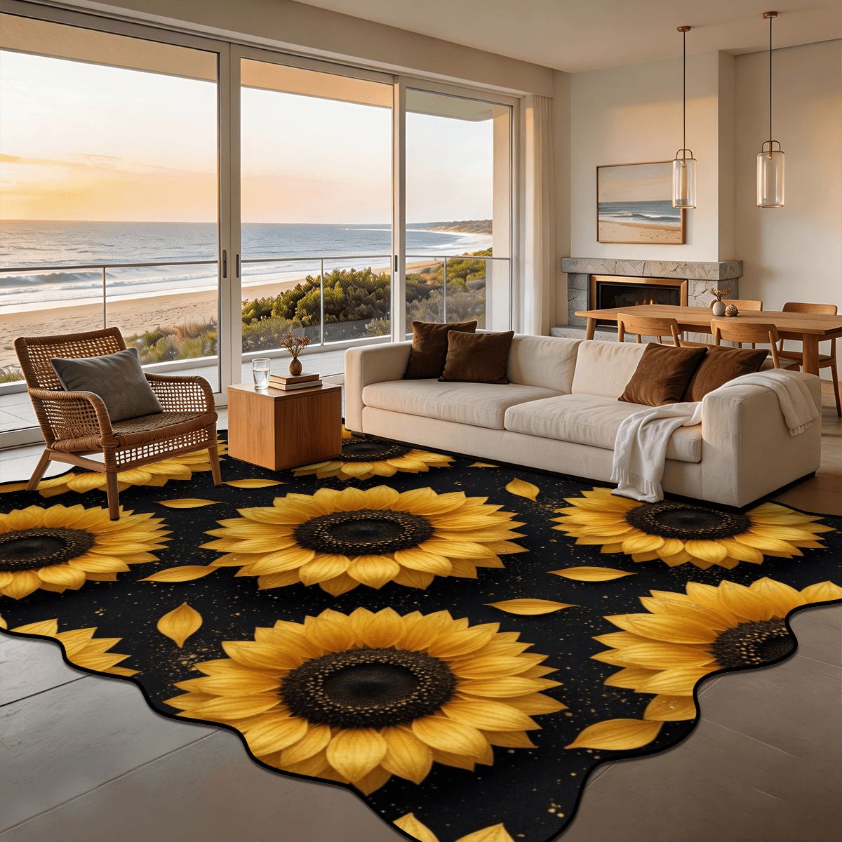 Scalloped Area Rug 144"x108" 47slonecznikiv2aop
