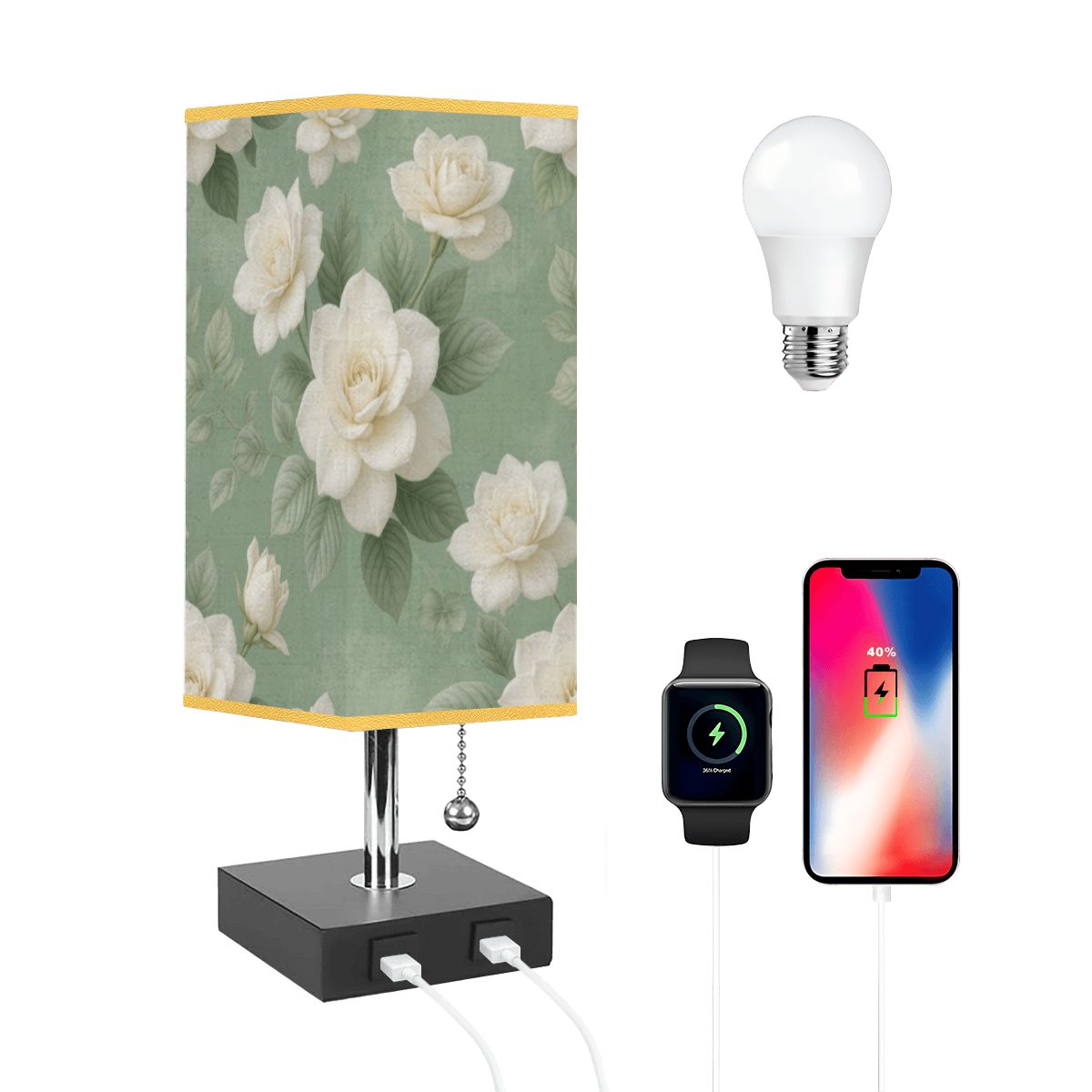 Gardenie Sage — Lampa stołowa kwadratowa