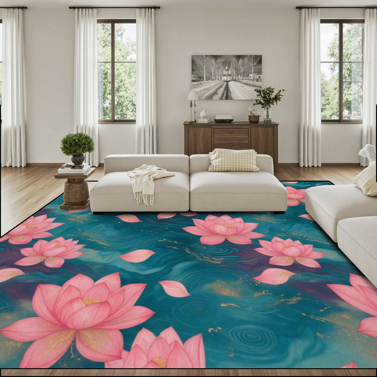 Large Area Rug Floor Carpet (4:3) 15lotosytealaop