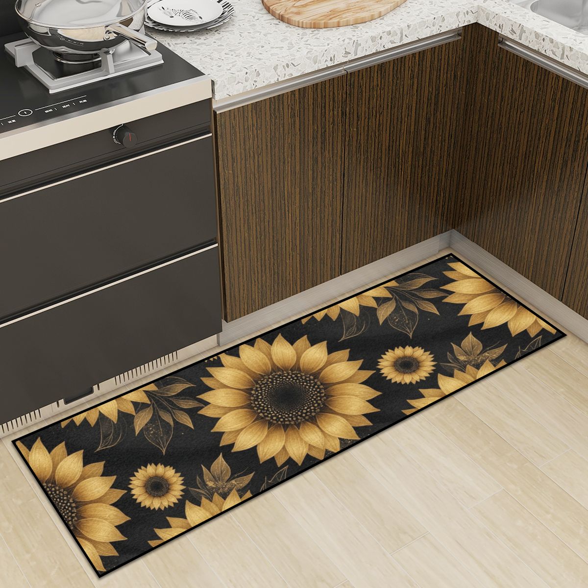 Kitchen Area Rug for Floor NonSlip Washable 22slonecznikigoldaop