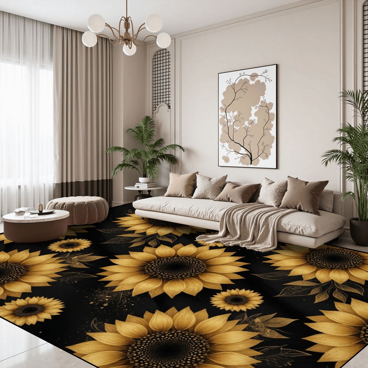 Large Area Rug Floor Carpet (7:5) 22slonecznikigoldaop