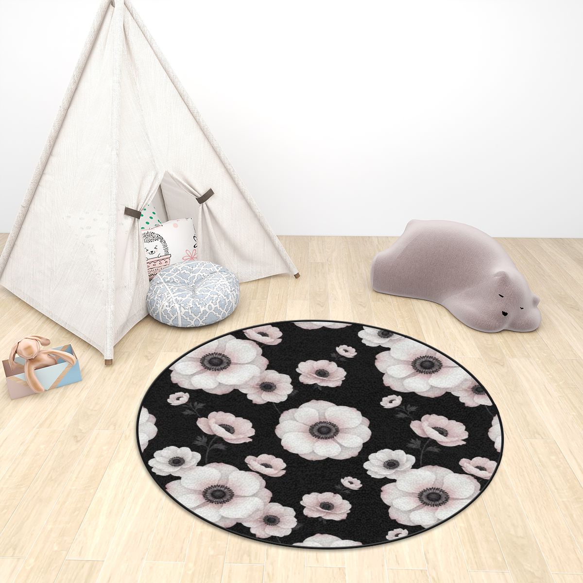 Multiple Sizes Plush Round Area Rug 21anemonynoiraop