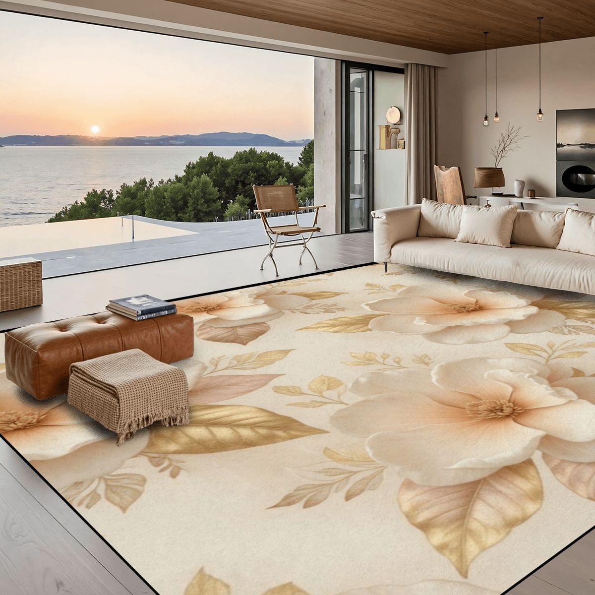 Large Area Rug Floor Carpet (5:4) 04magnoliechampagneaop