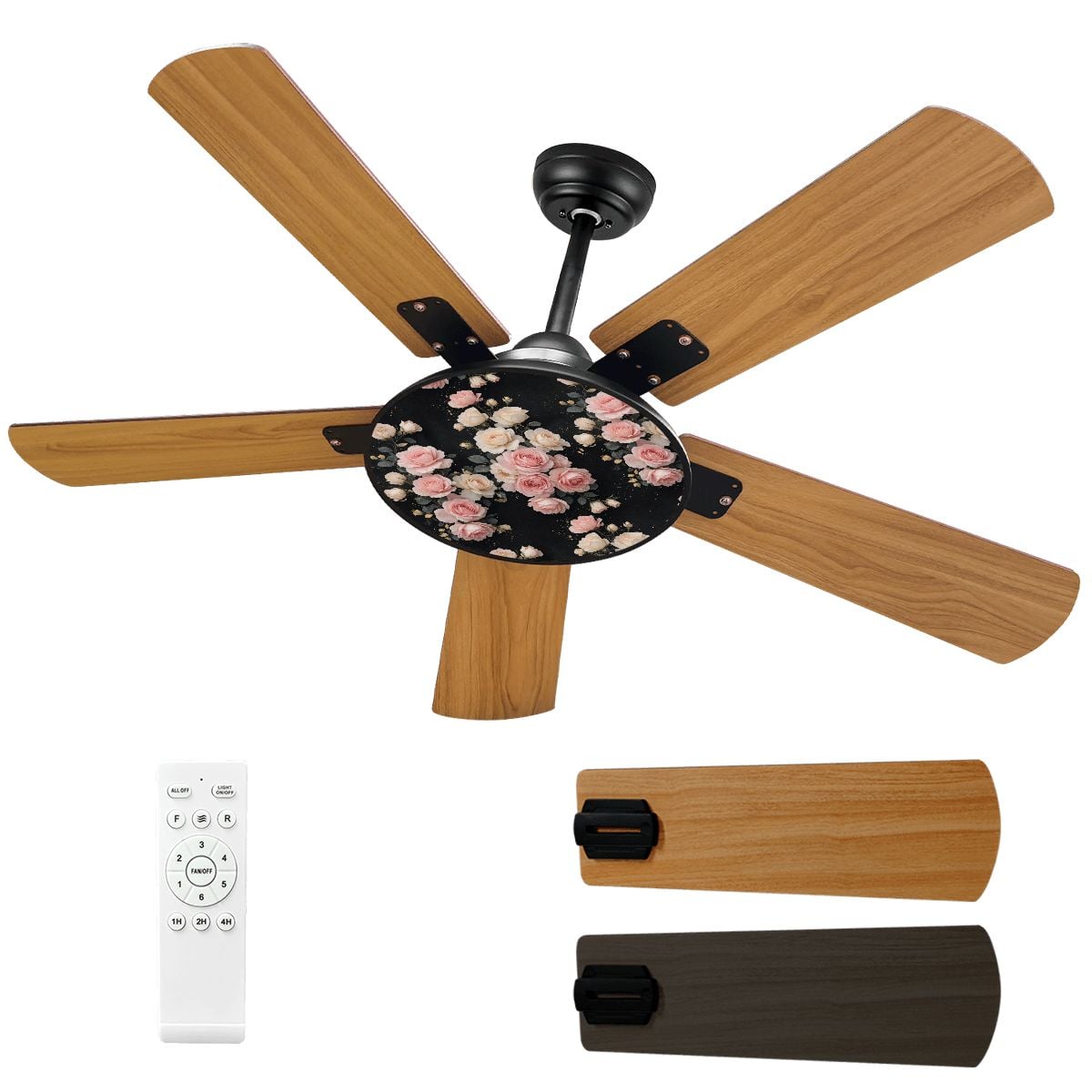 Ceiling Fan With Light 27rozekaskadaaop