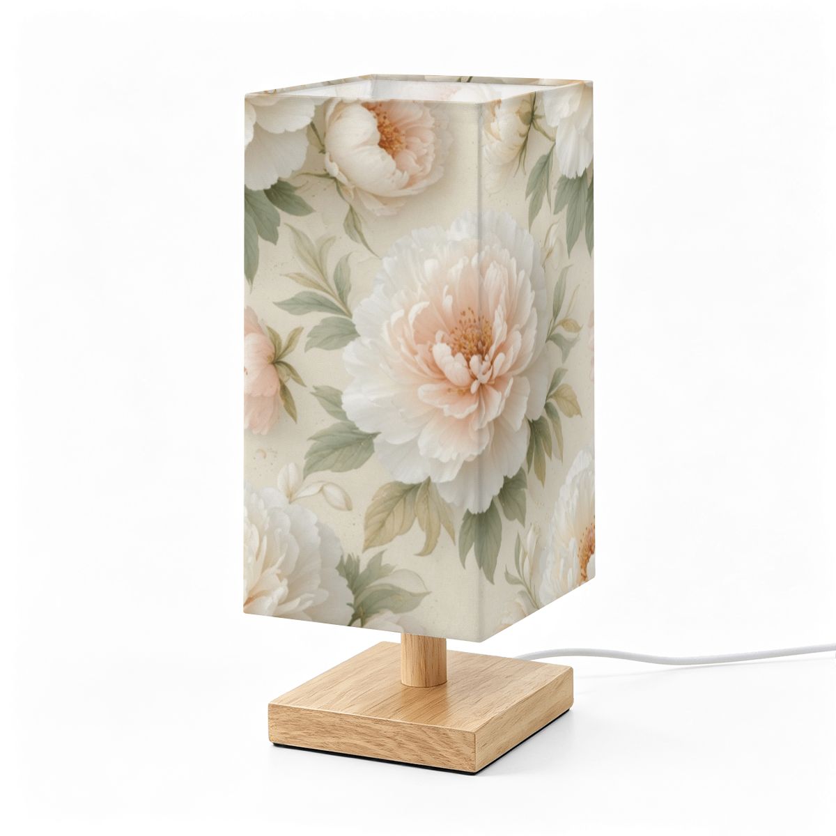 Peonie Biala — Lampa stołowa kwadratowa