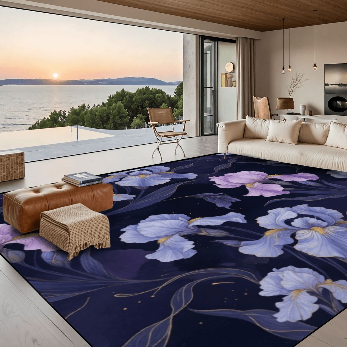 Large Area Rug Floor Carpet (5:4) 13irysyindigoaop