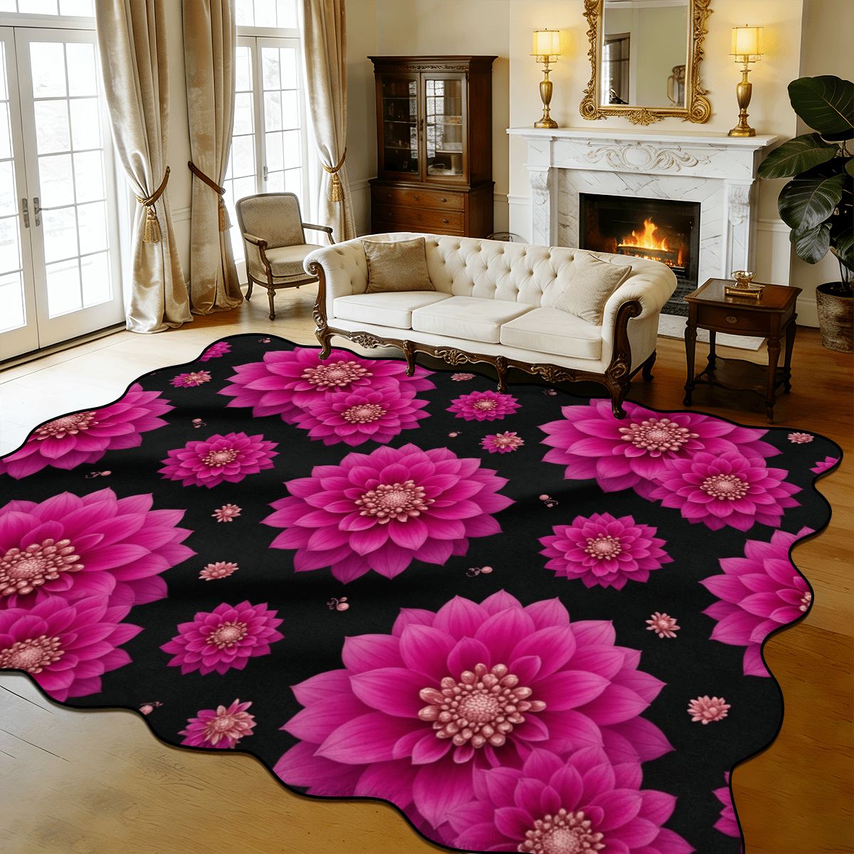 Dalie Fuksja — Scalloped rug