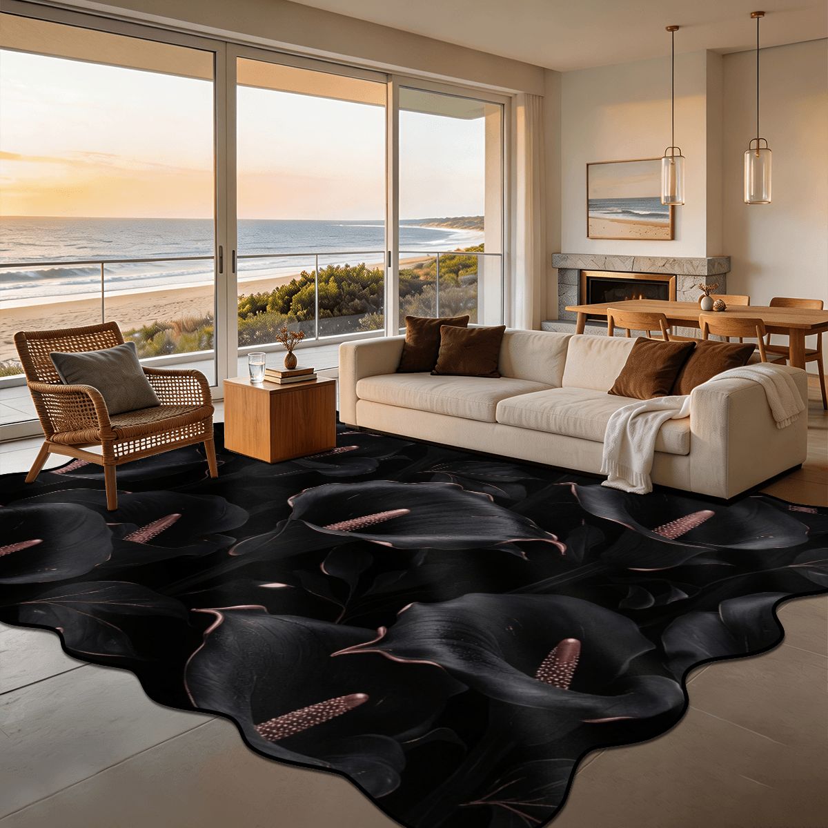 Kalie Noir — Scalloped rug