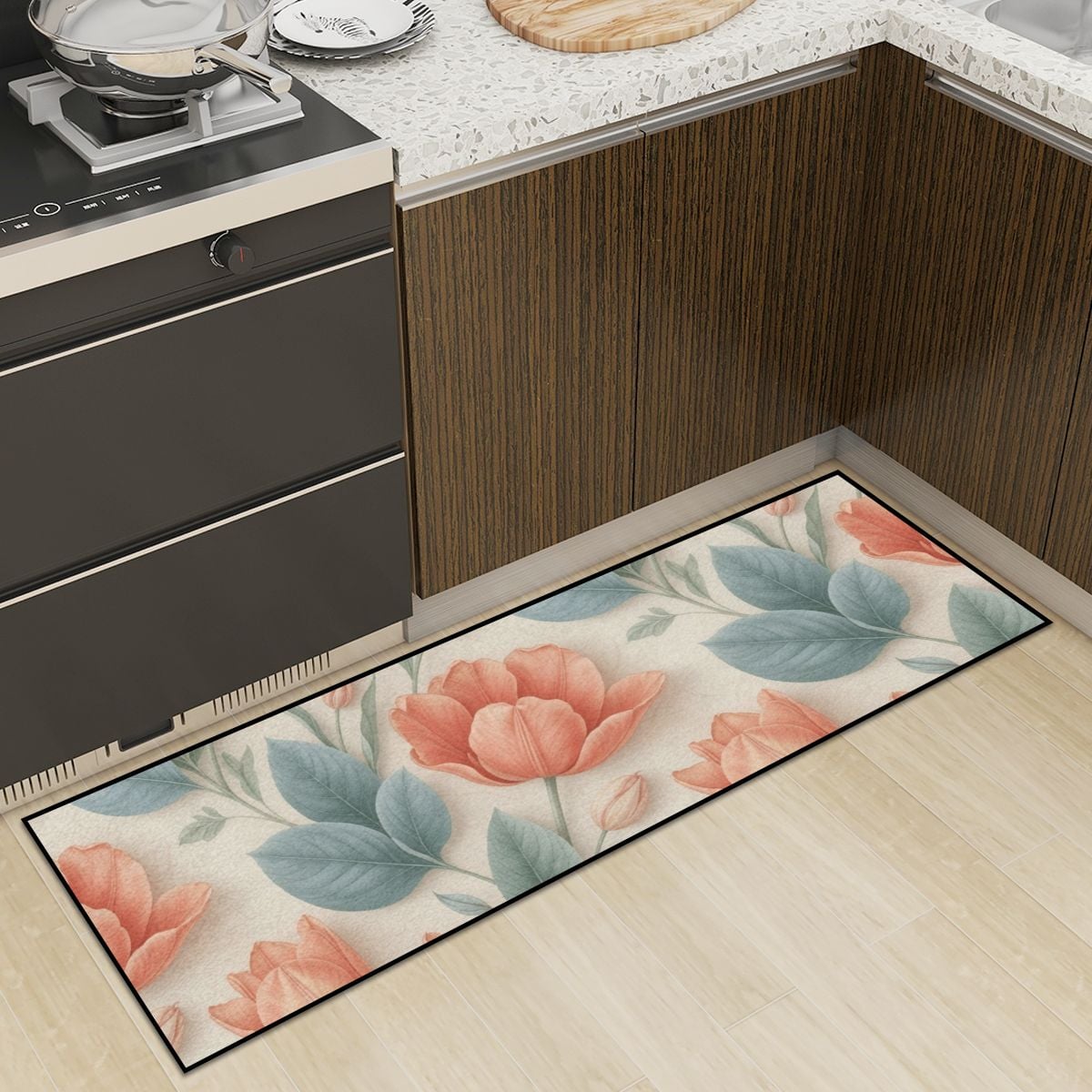 Kitchen Area Rug for Floor NonSlip Washable 39tulipanyv2aop