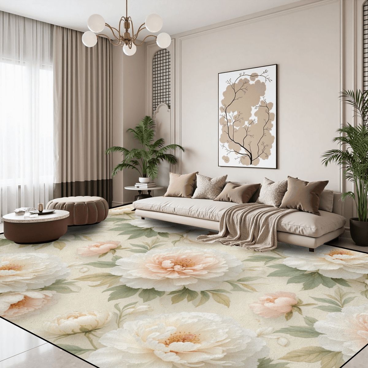 Large Area Rug Floor Carpet (7:5) 11peoniebialaaop